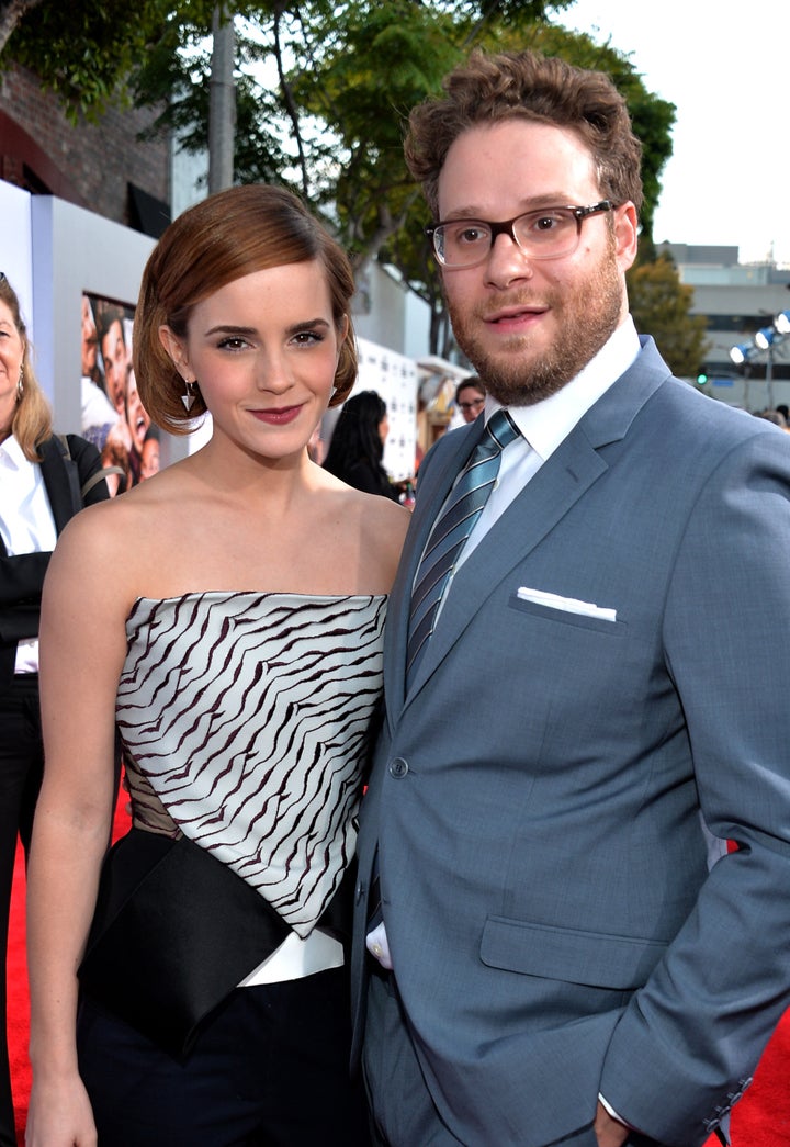 Emma Watson and Seth Rogen attend "This Is The End" premiere in 2013.
