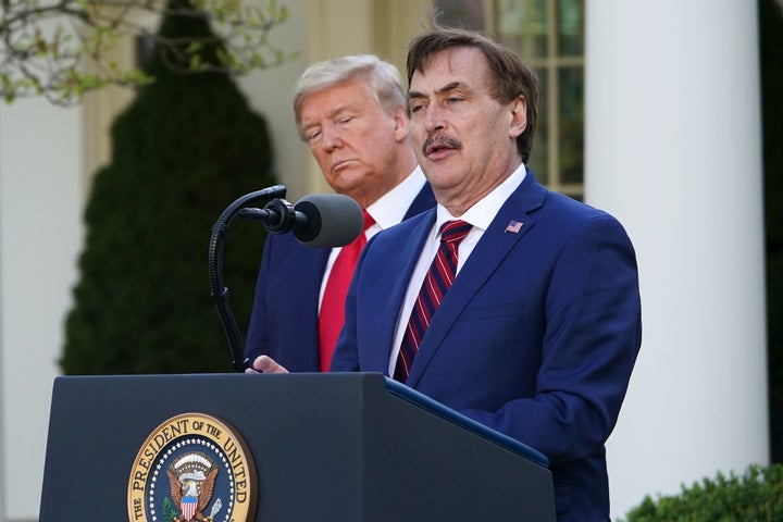 "Boy, do you sell those pillows," then-President Donald Trump <a href="https://www.politico.com/news/2020/03/30/my-pillow-lindell-trump-coronavirus-156335" target="_blank" role="link" class=" js-entry-link cet-external-link" data-vars-item-name="praised" data-vars-item-type="text" data-vars-unit-name="60636ff1c5b6d34efbc613e2" data-vars-unit-type="buzz_body" data-vars-target-content-id="https://www.politico.com/news/2020/03/30/my-pillow-lindell-trump-coronavirus-156335" data-vars-target-content-type="url" data-vars-type="web_external_link" data-vars-subunit-name="article_body" data-vars-subunit-type="component" data-vars-position-in-subunit="8">praised</a> MyPillow CEO Mike Lindell during a coronavirus briefing in the White House Rose Garden a year ago.