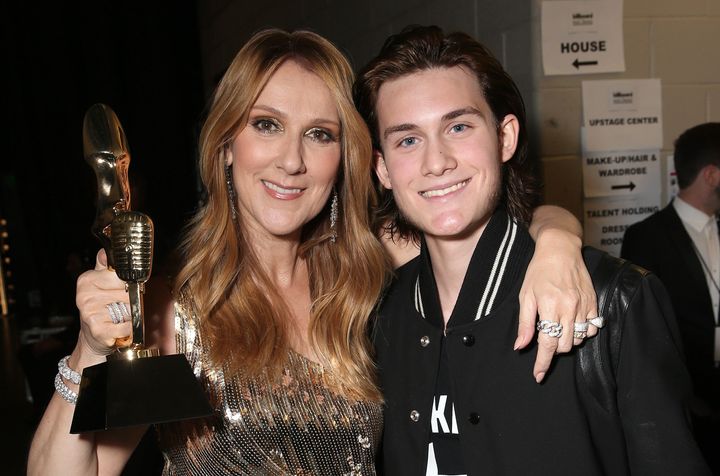 Celine Dion and son René-Charles Angélil backstage at the 2016 Billboard Music Awards in Las Vegas.