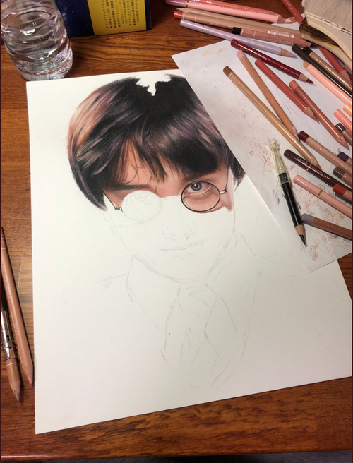 ダニエル・ラドクリフ 似顔絵 （鉛筆画）原画 neko (=^・ｪ・^=)🐾🐾 on X: 