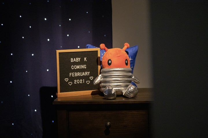 The author's space-themed nursery is still intact, although she says: 