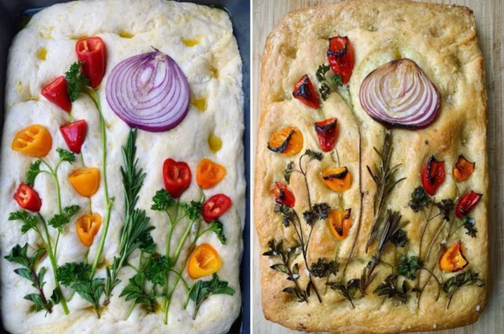 A focaccia garden by amateur baker Alyssa Reese.