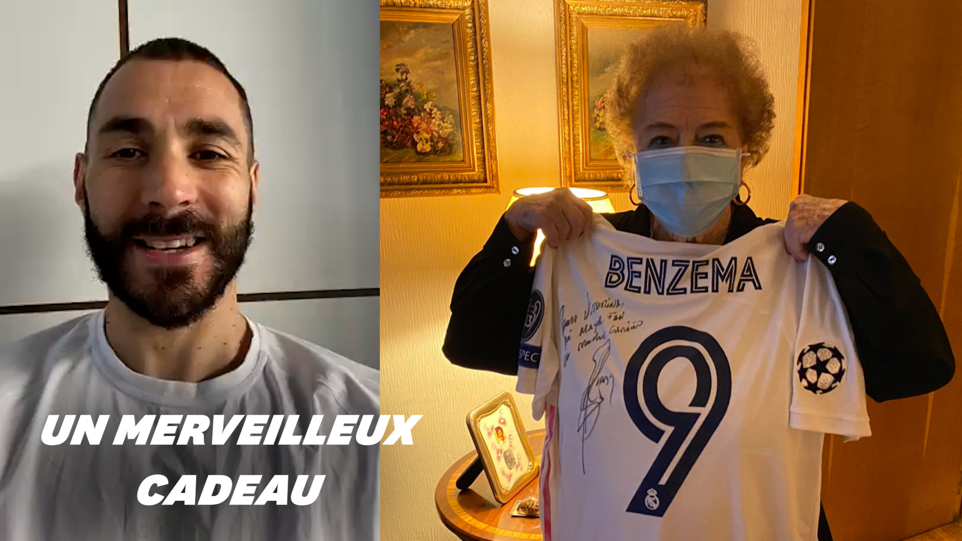 Karim Benzema offre son maillot à cette centenaire vaccinée