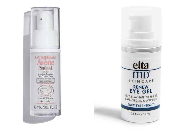 Left to right: <a href="https://www.aveneusa.com/retrinal-eyes" target="_blank" rel="noopener noreferrer">Av&egrave;ne RetrinAL Eyes</a>, <a href="https://eltamd.com/products/eltamd-renew-eye-gel" target="_blank" rel="noopener noreferrer">EltaMD Renew Eye Gel&nbsp;</a>