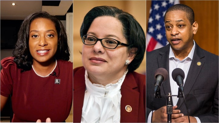 Former Virginia Del. Jennifer Carroll Foy (left), state Sen. Jennifer McClellan and Lt. Gov. Justin Fairfax are Black candida