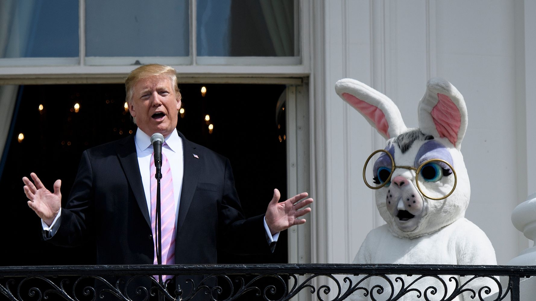 Donald Trump’s most recent election speech ends with “Plus Happy Easter”