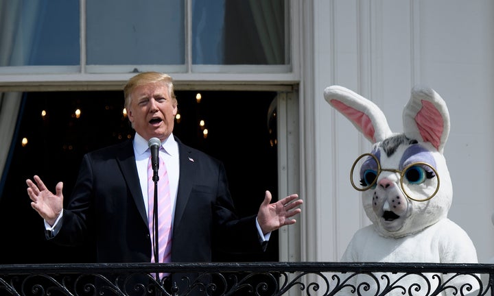 Former president Donald Trump and the Easter Bunny on April 22, 2019, in Washington, D.C.