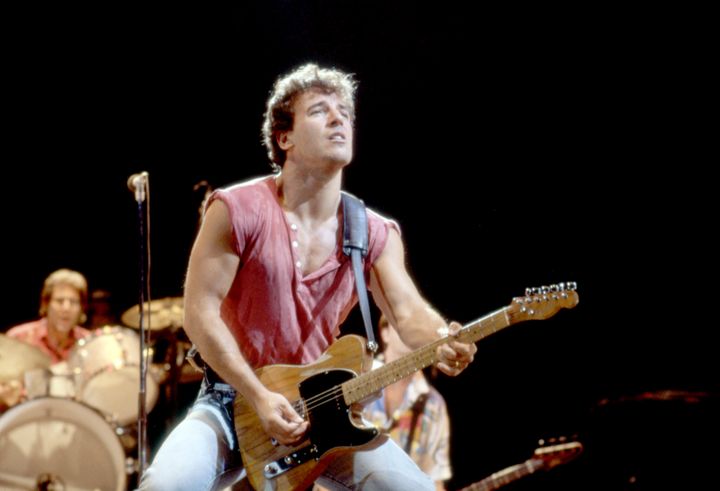 Bruce Springsteen during his "Born In The U.S.A. Tour" on Sept. 4, 1985, at Pontiac Silverdome in Pontiac, Michigan.
