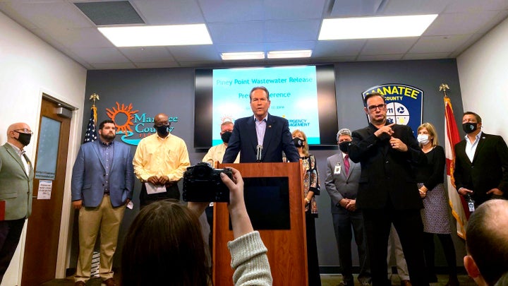 U.S. Rep. Vern Buchanan, R-Sarasota, speaks about the crisis at the former Piney Point phosphate plant on Monday.