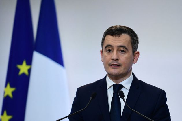 Le ministre de l'Intérieur, Gérald Darmanin, durant conférence de presse le 4 février 2021. (Martin BUREAU / AFP)