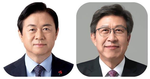 김영춘 더불어민주당 부산시장 후보(좌)/박형준 국민의힘 더불어민주당 후보