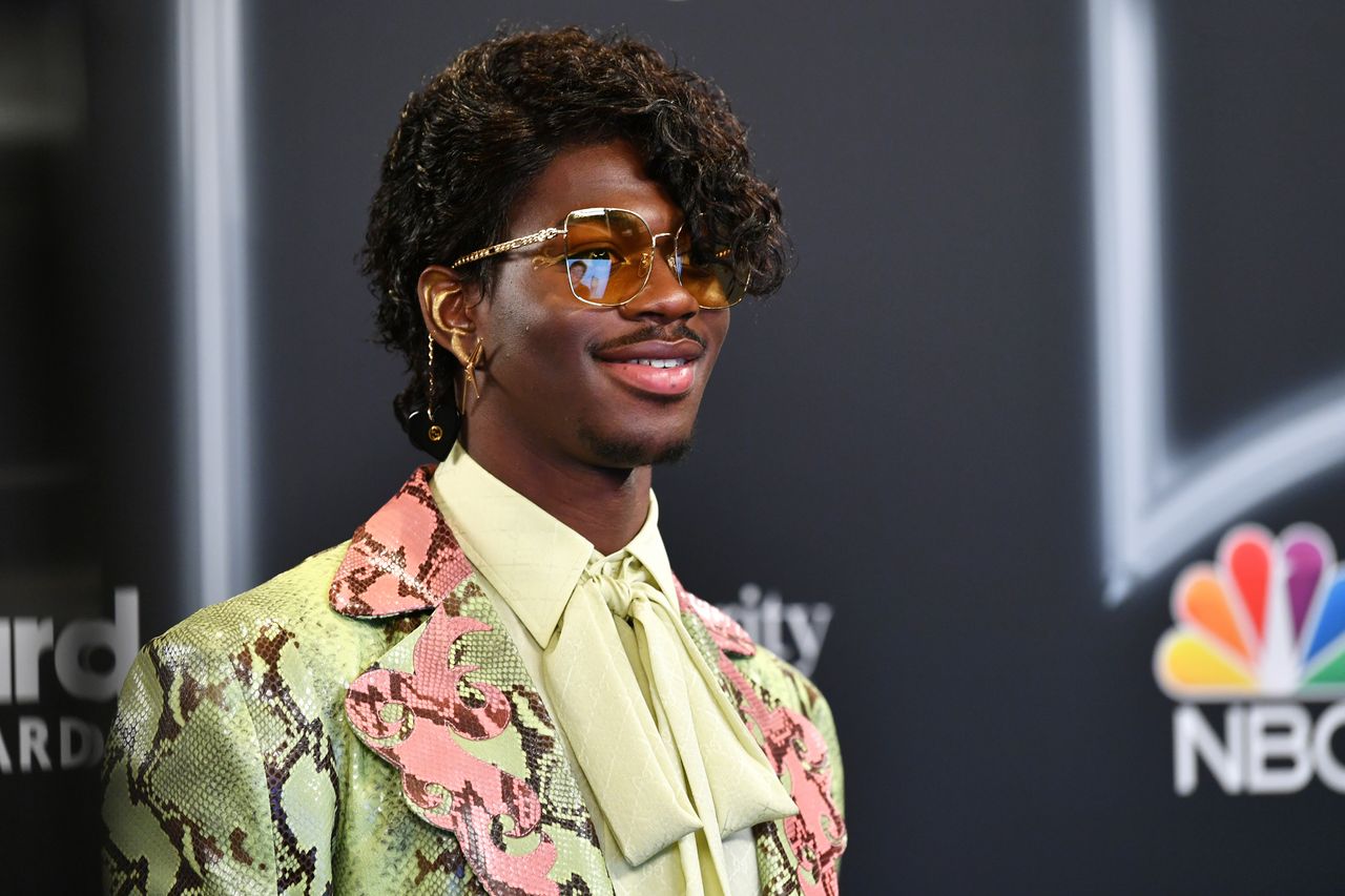Lil Nas X poses backstage at the 2020 Billboard Music Awards