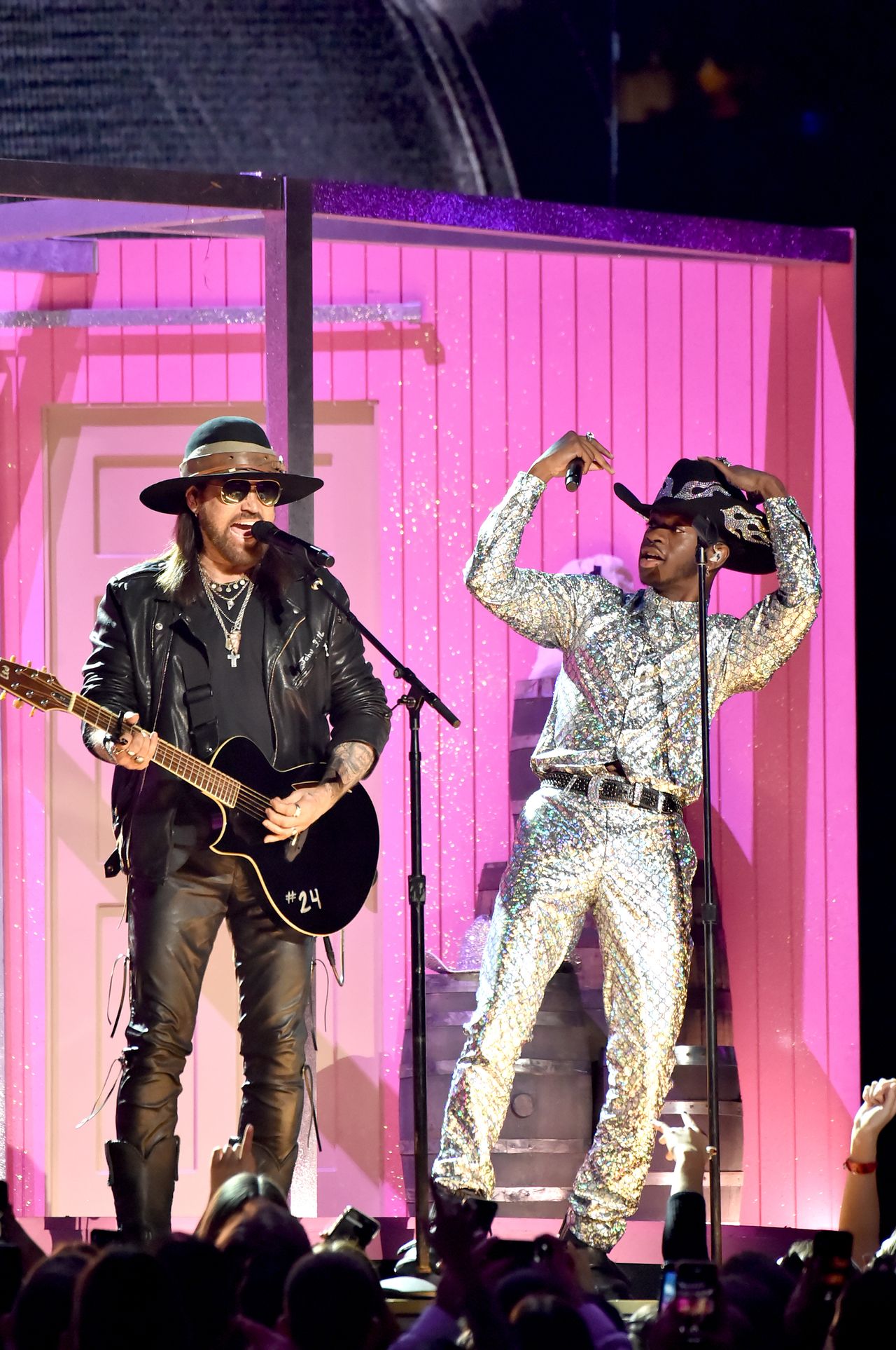 Lil Nas X and Billy Ray Cyrus preform onstage during the 62nd Annual GRAMMY Awards in 2020