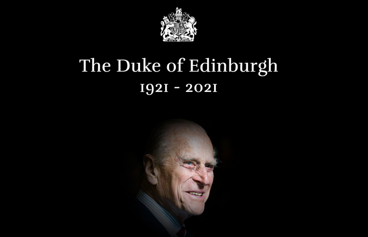 An image from the Royal Family's website announcing that the Duke of Edinburgh had died. 