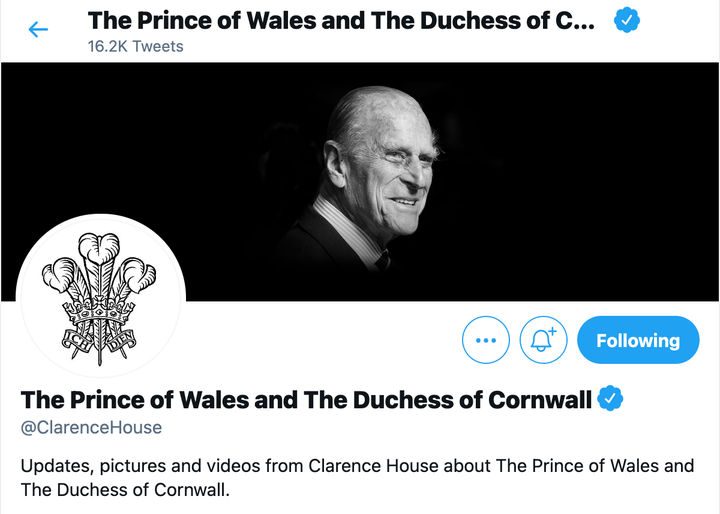 Prince Charles and Camilla, Duchess of Cornwall's Twitter account changed as well. 