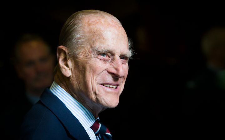 The Duke of Edinburgh smiles during a visit to the headquarters of the Royal Auxiliary Air Force's 603 Squadron on July 4, 20