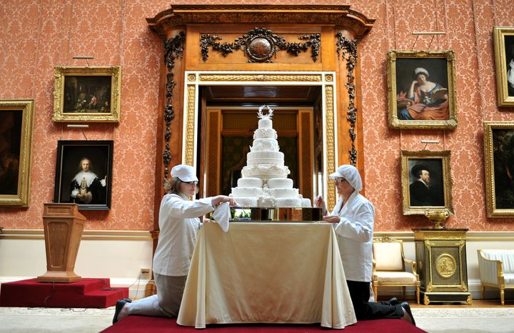 As is tradition, slices of the cake were later served at the christenings for all three of William and Kate's children. 