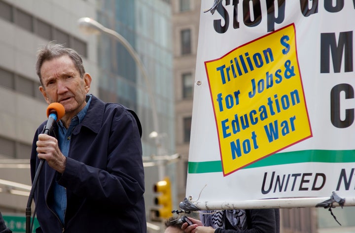 Ramsey Clark, former United States Attorney General addressed the crowd at the April 9th 2011 anti-war rally in NYC organized