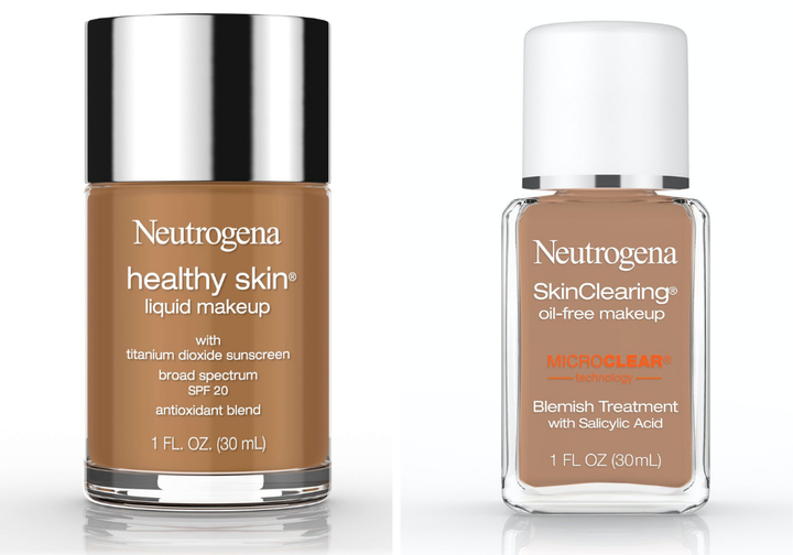 Left to right: Neutrogena Healthy Skin Liquid Makeup, $11.29;Neutrogena SkinClearing Oil-Free Makeup, $10.59