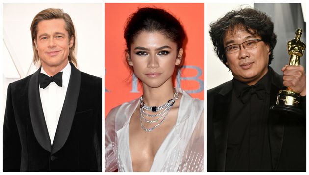 De gauche à droite : l'acteur Brad Pitt, l'actrice Zendaya, le réalisateur sud-coréen Bong Joon-ho.