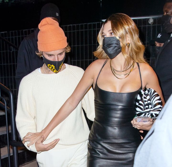 Justin and Hailey Bieber pictured in New York in October 2020