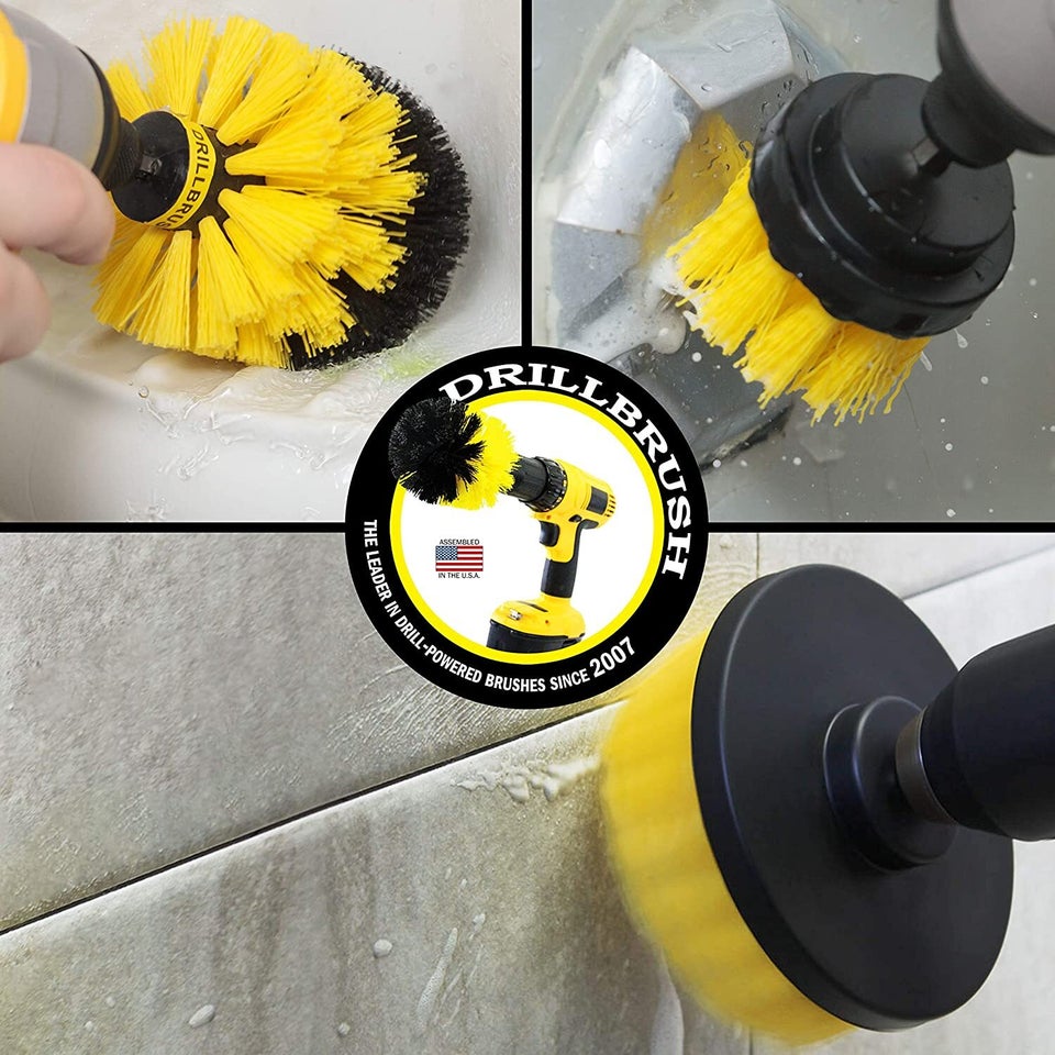 Scrubit Drill Brush Attachment Set - Power Scrubber Tile and Grout Tool - Use for Kitchen, Shower, Bathtub and Floor Surface - All Purpose Household