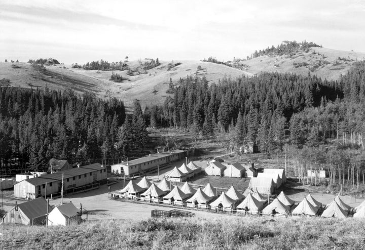 A view of the Civilian Conservation Corps' Tongue Camp in Wyoming's Bighorn National Forest in August 1939.