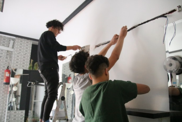 Preparando el local