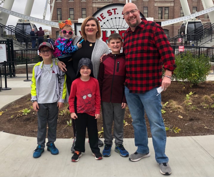 The author with her family celebrating the recovery of her husband, Scott, the day after he was shot.