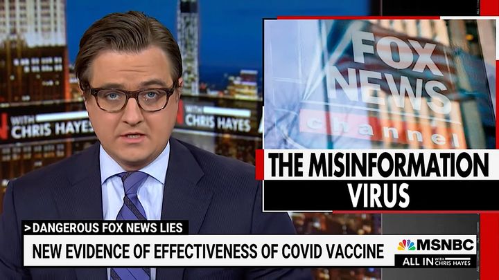 Chris Hayes slammed right-wing politicians and Fox News on Thursday night for fearmongering about the coronavirus vaccine.