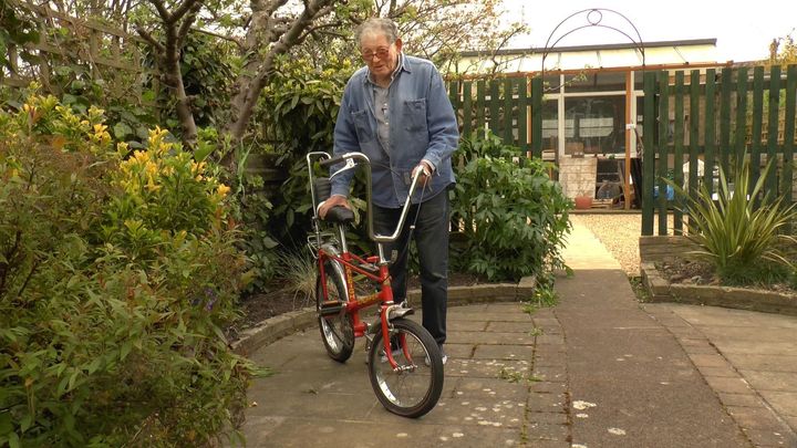 Tom with the Raleigh Chopper bike he designed