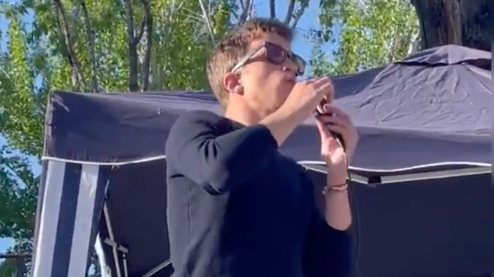 Íñigo Errejón, durante un mitin de Más Madrid.