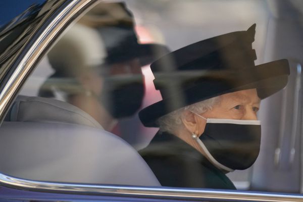 The queen arrives for the service.