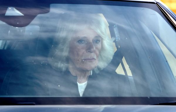 The Duchess of Cornwall departs after the funeral.