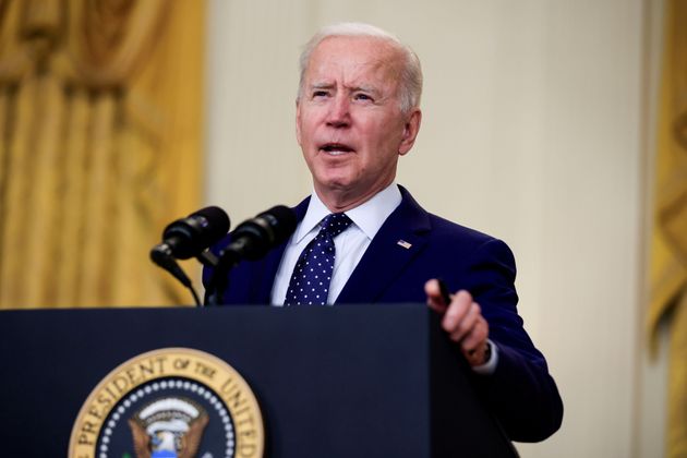 Joe Biden s'exprimant sur la Russie, depuis la Maison Blanche, le  15 avril 2021