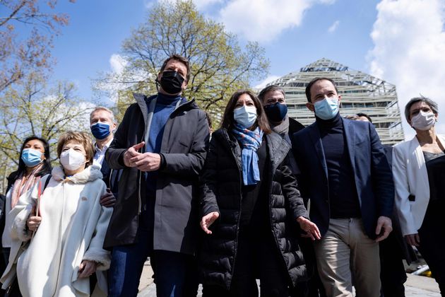 Les leaders de gauche après leur réunion en vue de 2022 à Paris, le 17 avril 2021.