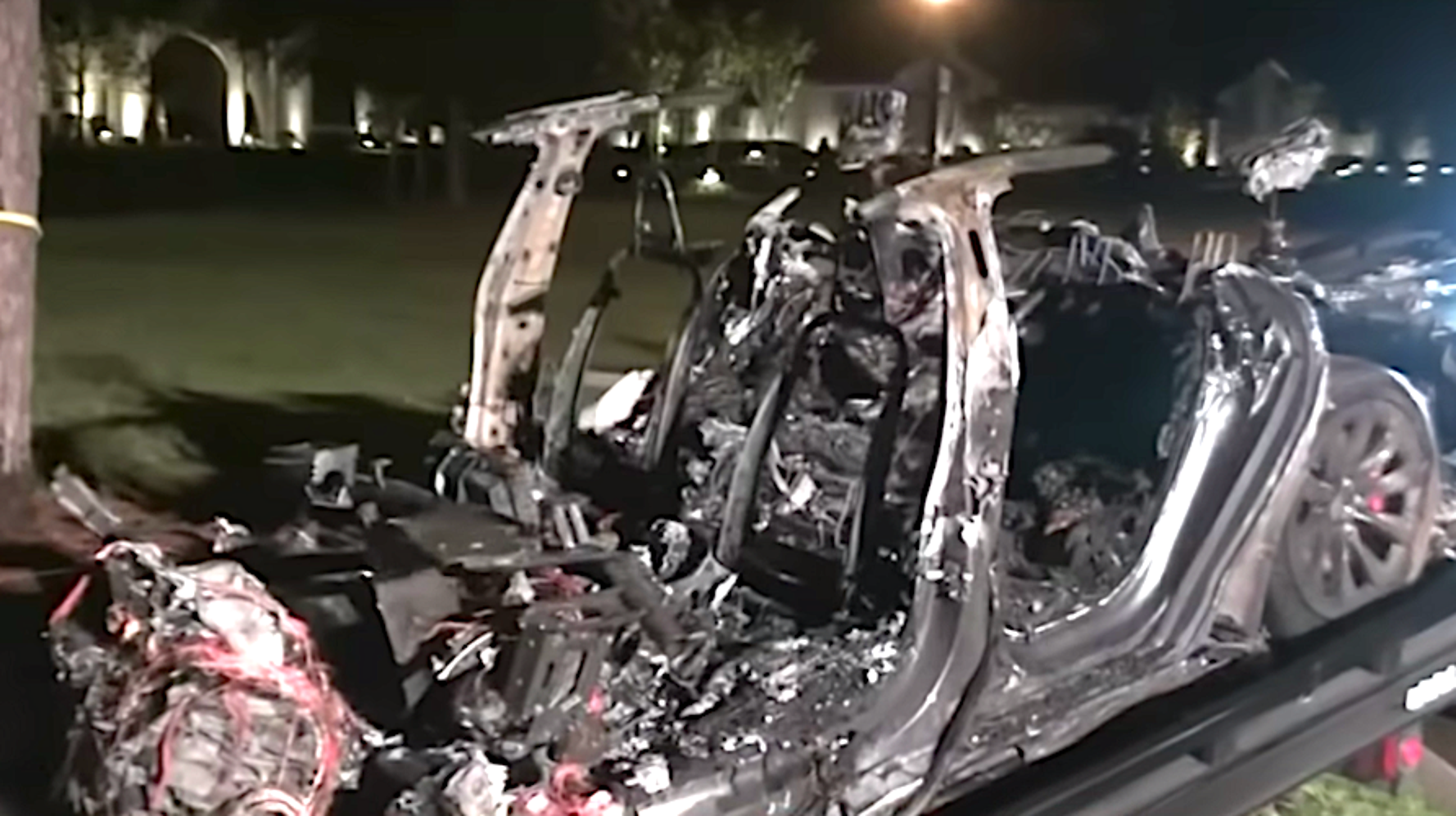 2 Killed In Fiery Crash When Driverless Tesla Hits Tree In Texas, Say