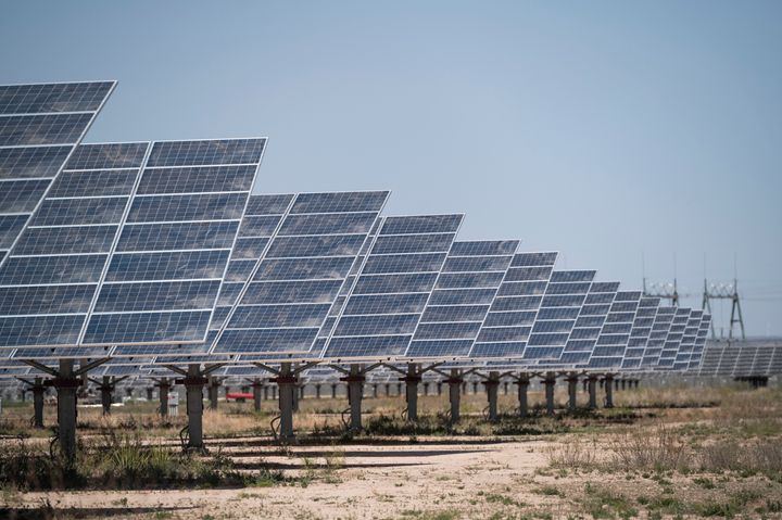 A solar farm produces electricity near Bakersfield, Texas, earlier this month.