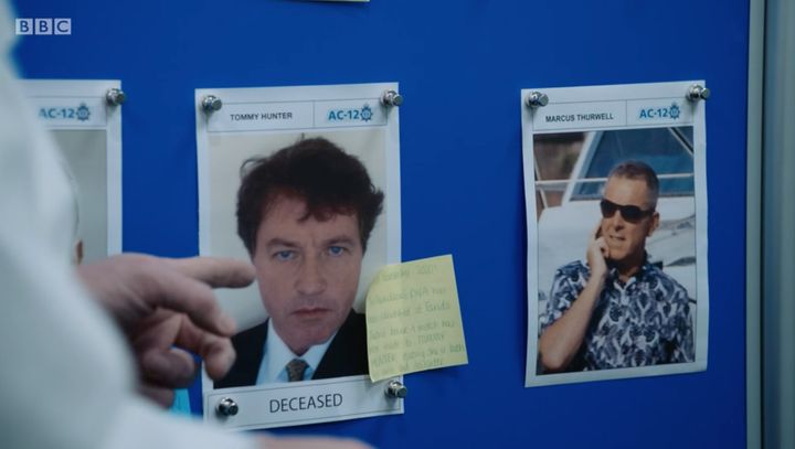 A post-it note next to Hunter's image revealed exactly how he and Davidson are related
