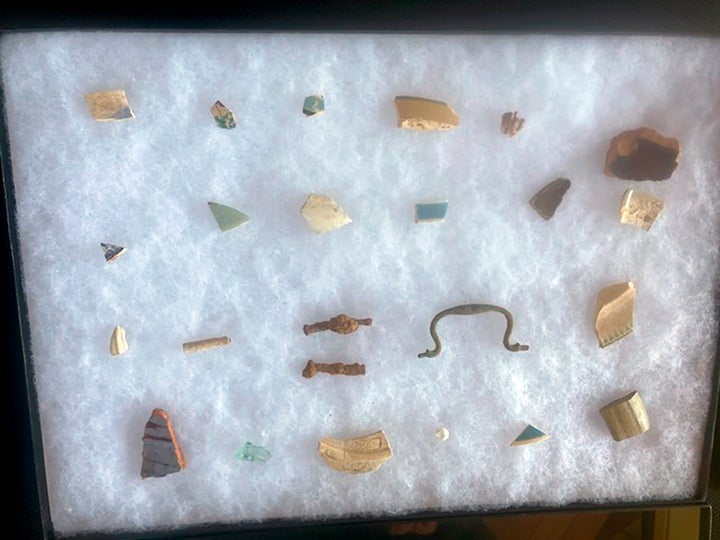 Artifacts recovered from an archaeological site in Blackwater National Wildlife Refuge that are believed to be from the early