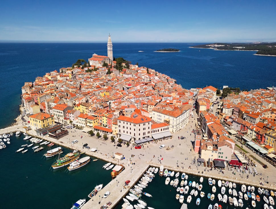 Aerial view of Rovinj, Istria, Croatia.