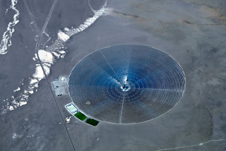 The Crescent Dunes Solar Energy Project, northwest of Las Vegas, was the first concentrated solar power plant with a central receiver tower and advanced molten salt energy storage technology.