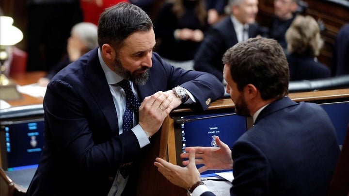 Santiago Abascal, líder de Vox y Pablo Casado., líder del PP.