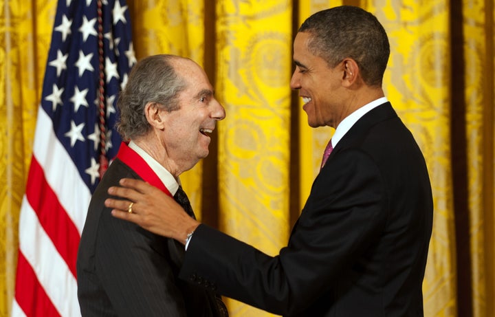 President Barack Obama presents the National Humanities Medal to novelist Philip Roth in 2011. 