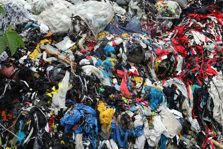 The dumping site of a garment factory in Dhaka, Bangladesh.