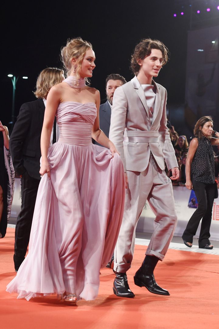 Lily-Rose Depp and Timothee Chalamet attend a screening of The King at the Venice Film Festival
