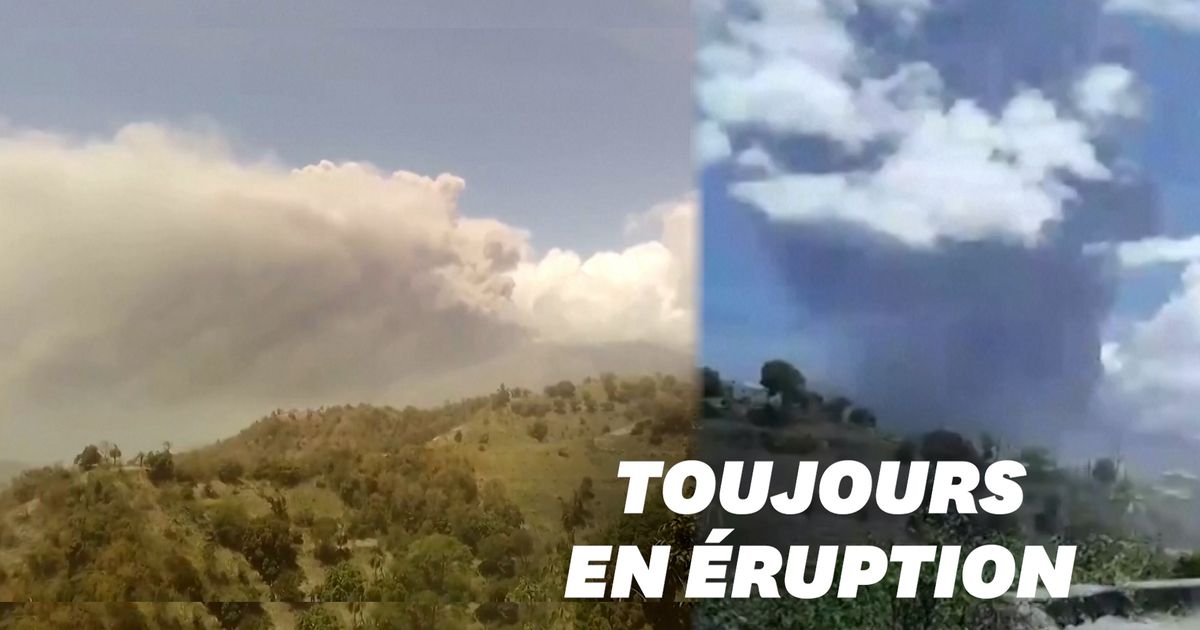 L ruption  du volcan La Soufri re continue sur l le Saint  