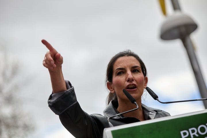 La candidata de Vox a la Asamblea de Madrid, Rocío Monasterio, durante un mitin.