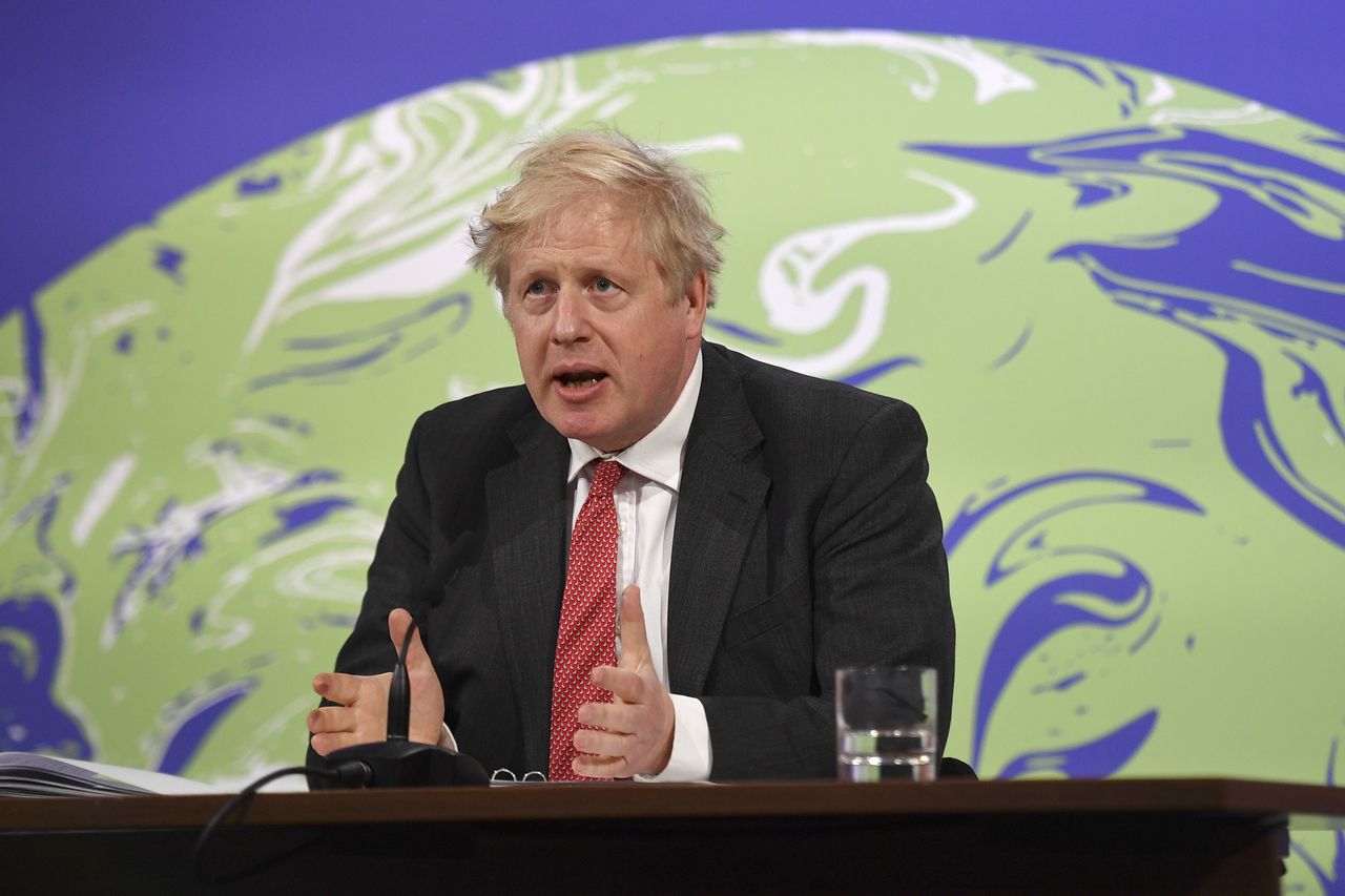 Prime minister Boris Johnson at the global leaders summit on climate
