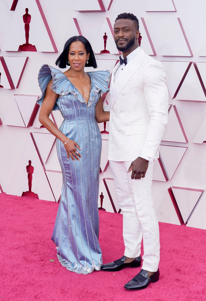 King and Aldis Hodge, star of "One Night in Miami," on the red carpet of the 2021 Oscars. 